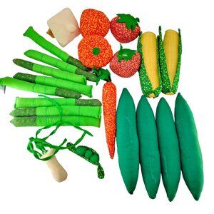 Vintage Cloth Fabric Play Vegetables Lot of 22 Plush Stuffed Toy Food